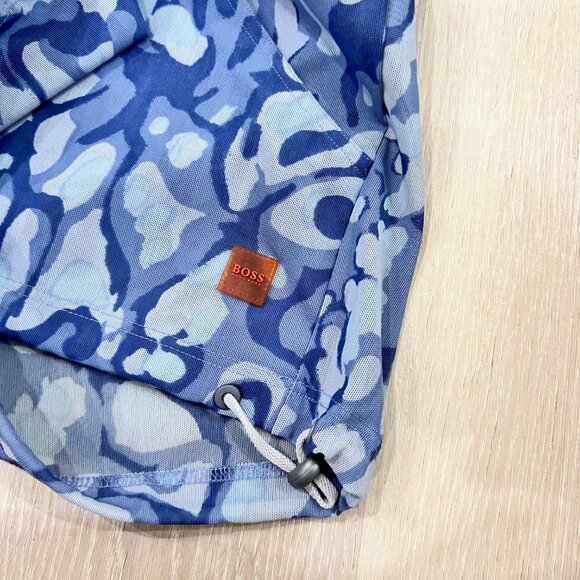 Abstract Pattern Hugo Boss Quarter Zip Nylon Short Sleeve Shirt Jacket - Picture 5 of 7